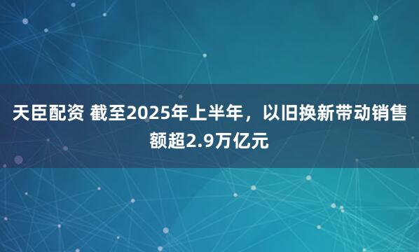 天臣配资 截至2025年上半年，以旧换新带动销售额超2.9万亿元